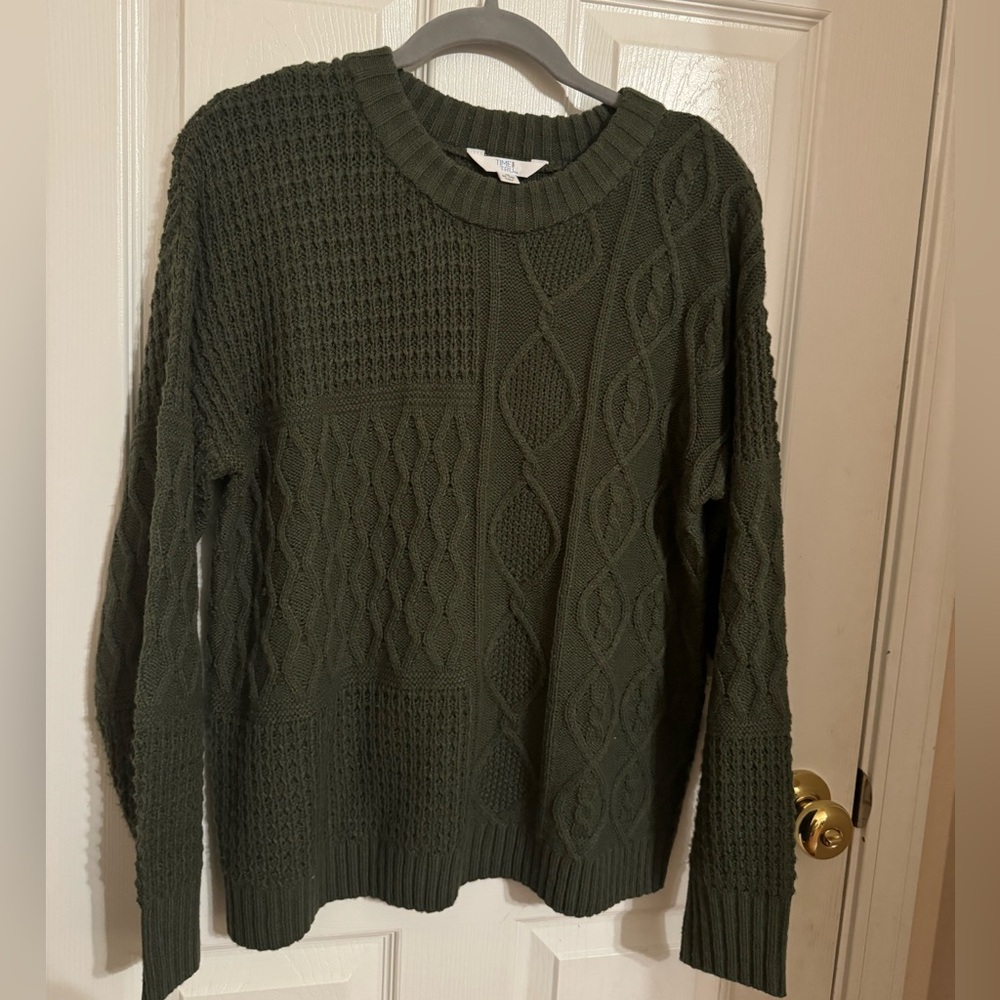 Time and Tru Olive Sweater